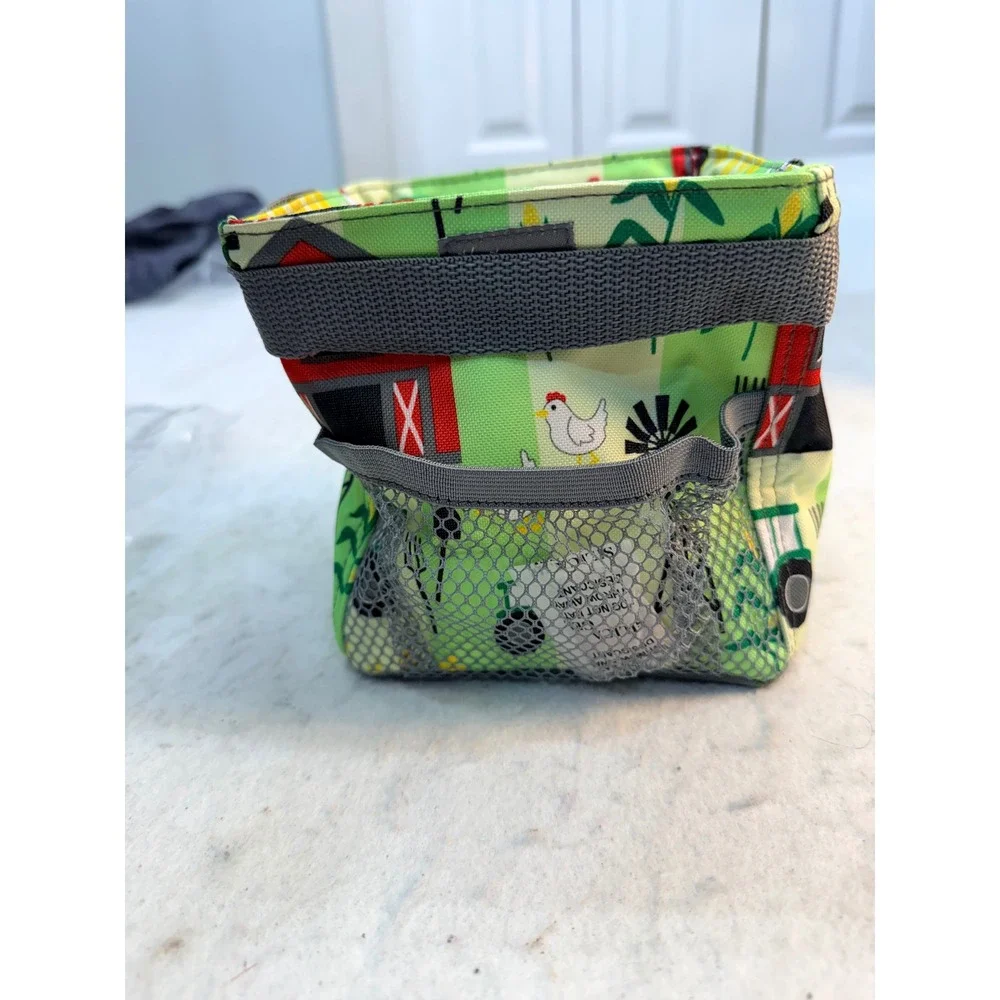 Thirty-One Little Carry-All Caddy Farm Fun Print 3401AD270000 Green Barn Chicken